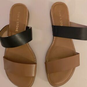 Sun + Stone Easten Slide Sandals in Black SZ 6 NWOT